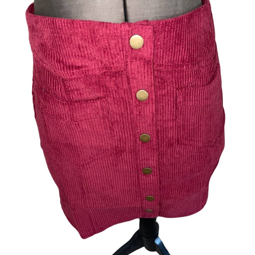 Corduroy Mini Skirt - Maroon Wine Mini Skirt - She + Sky